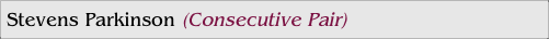 Stevens Parkinson (Consecutive Pair)